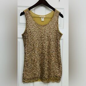 Anna Sui Gold Embellished Women's Tank Top